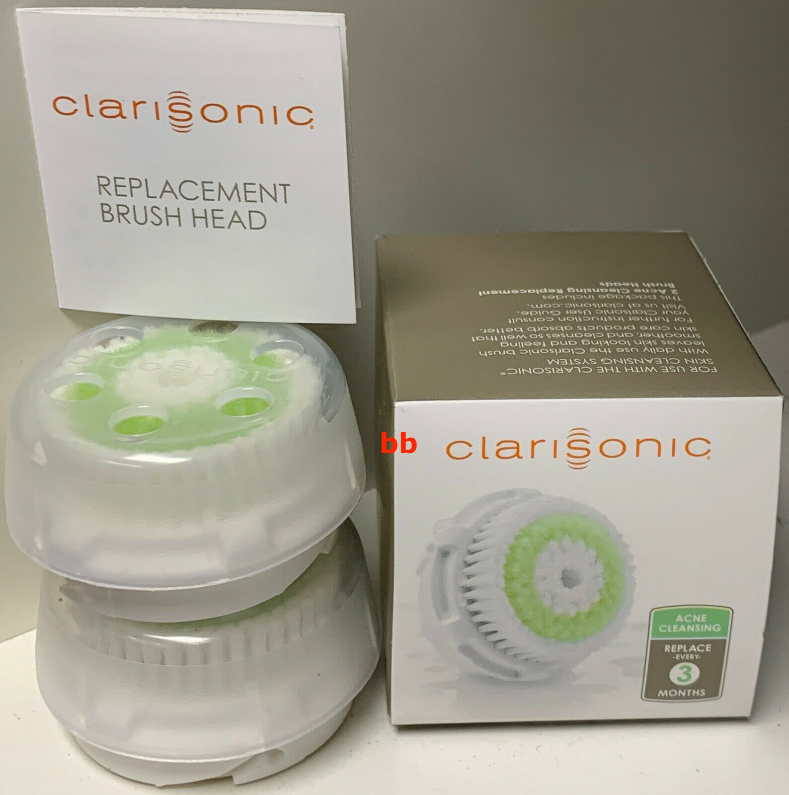 Clarisonic Acne Cleansing Head & Cap Retail Twin Pack New In Box