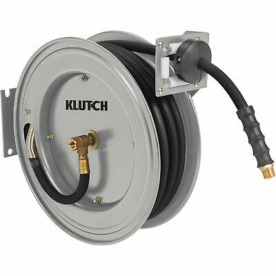 Klutch Auto Rewind Air Hose Reel - With 3/8in. X 50ft. Rubber Hose, 300 Psi