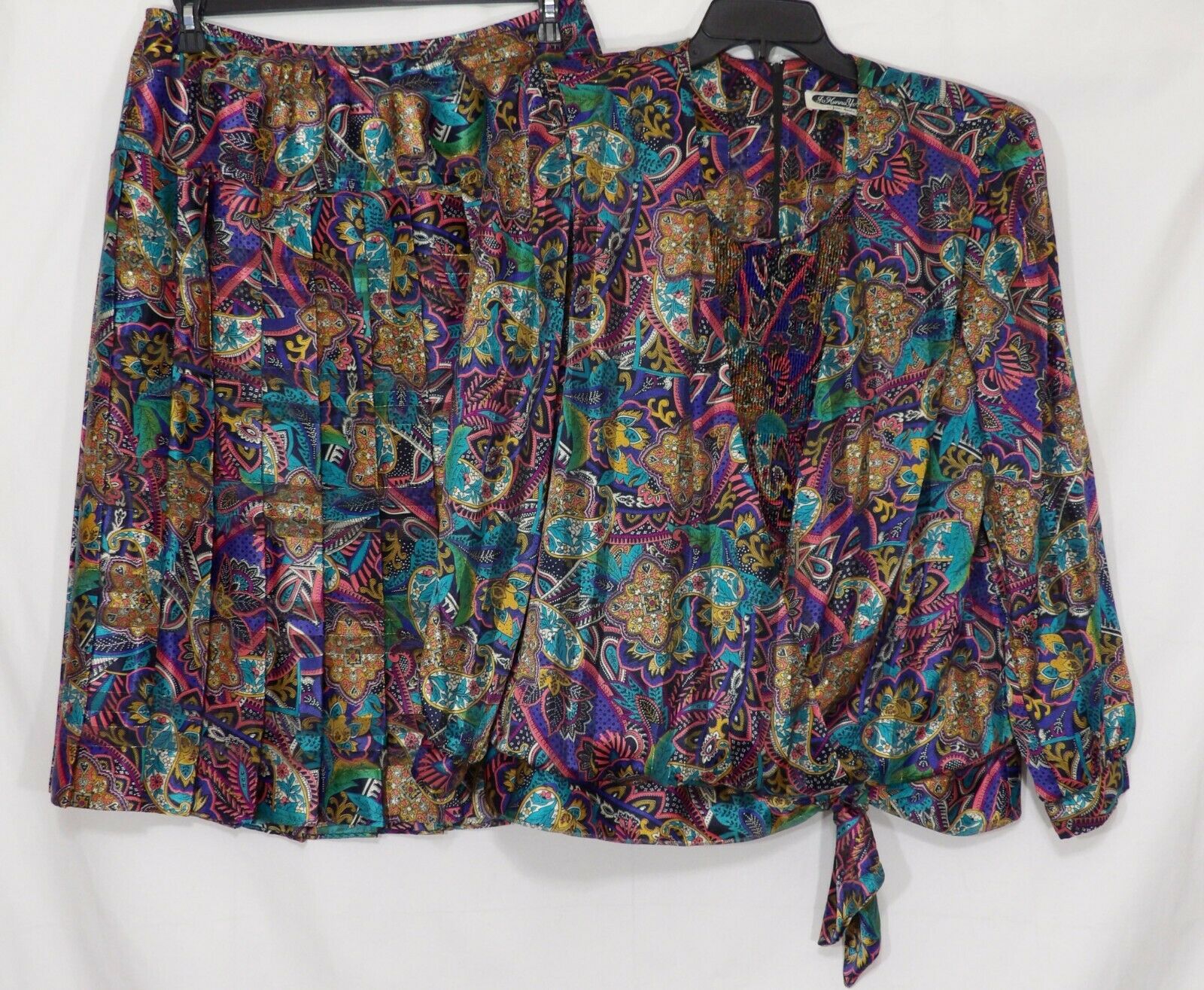 Jo Hanna York Womens Vintage Set 16 Blouse Top Skirt Silky Joan Davis Suit Retro
