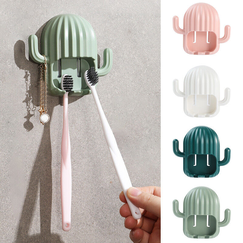 Self-adhesive Storage Rack Toothbrush Holder Wall-mounted Organizer Cactus Hook