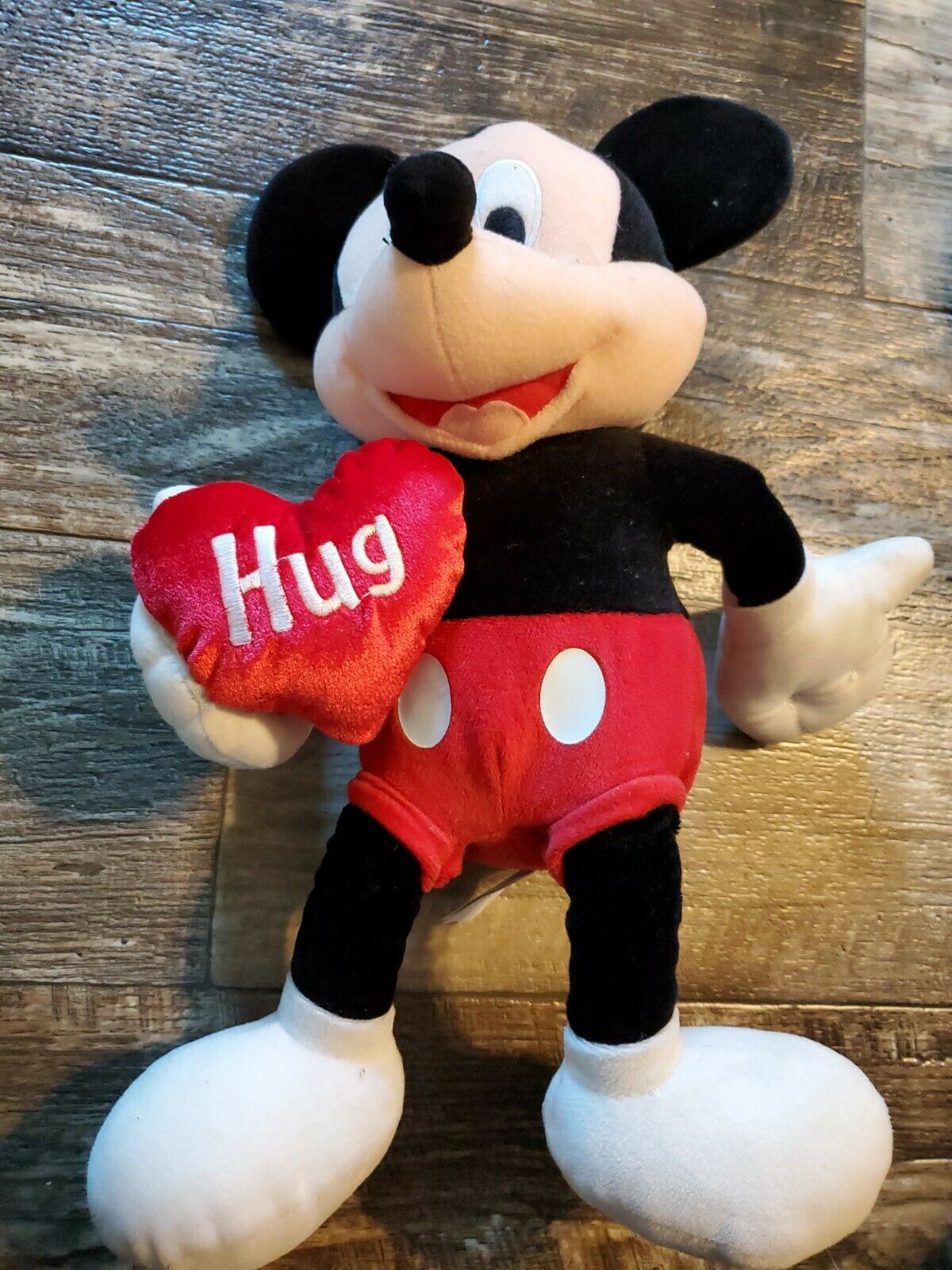 Walt Disney - Disneyland Mickey Mouse Hug  Plush Red Heart 16"