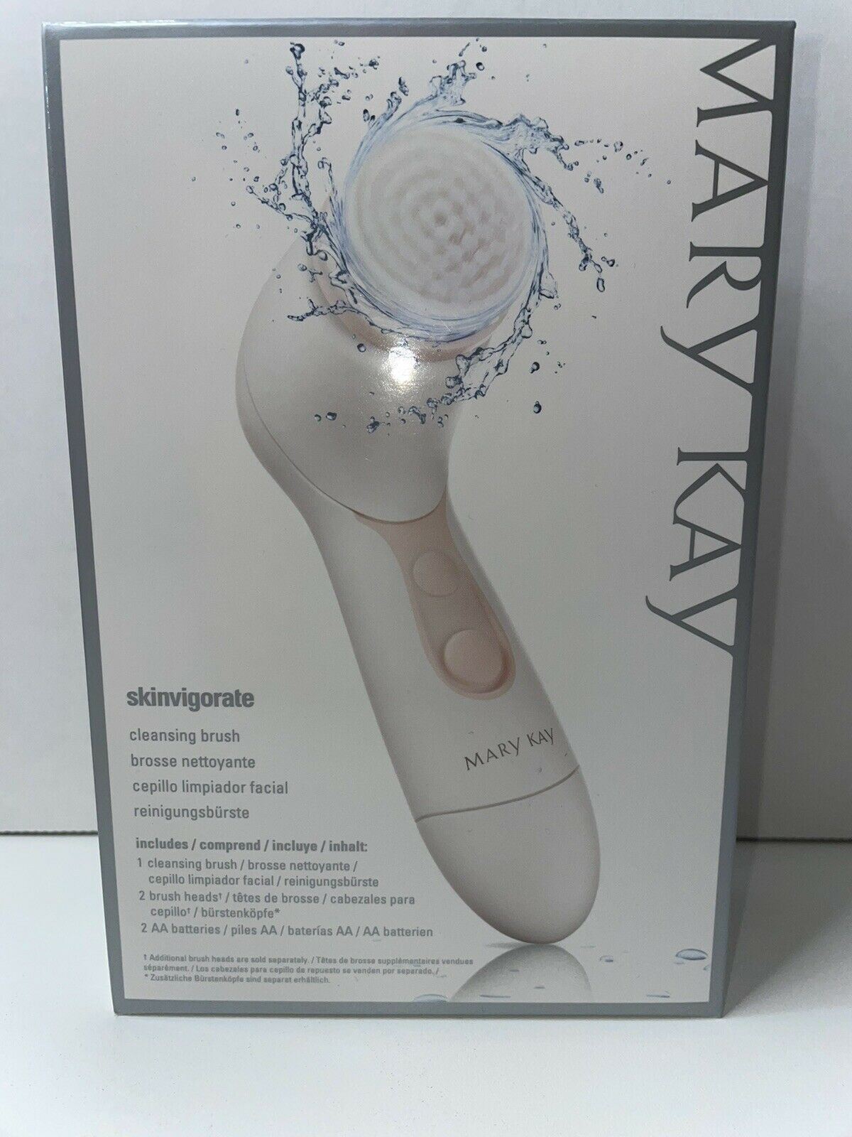 Mary Kay Skinvigorate Cleansing Brush With 2 Brushes Batteries New In Box White