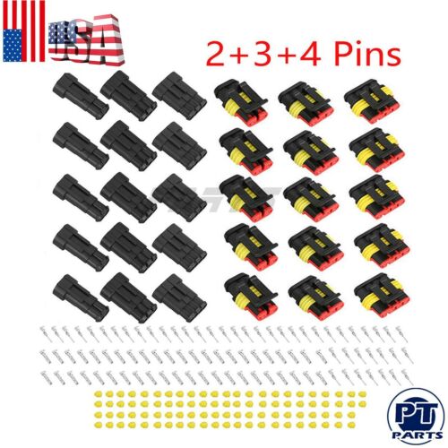 15 Kits Way Car Auto Sealed Waterproof Electrical Wire Connector Plug 2+3+4 Pins
